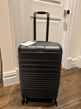 BEIS Black Carry-On Spinner with Tan Handle Accent